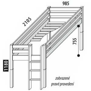 Zvýšené jednolůžko - postel DOMINO D905 s čelním vstupem