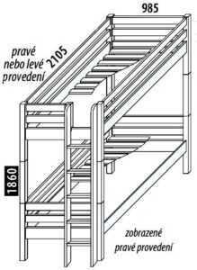 Dětská poschoďová postel - palanda DOMINO D906 s čelních vstupem