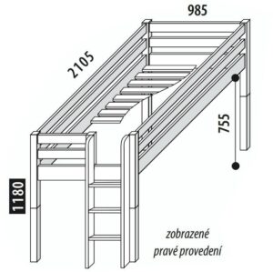 Zvýšené jednolůžko - postel DOMINO D905 s čelním vstupem