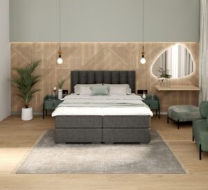 FDM Manželská postel LINCOLN Boxspring | grafit 180 x 200 cm