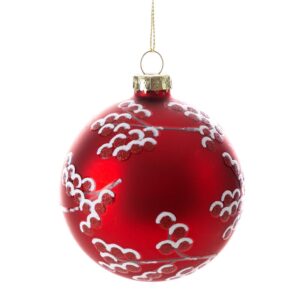 ArtFir Vánoční dekorace KOULE 467A | skleněná červená/bílá 8 cm