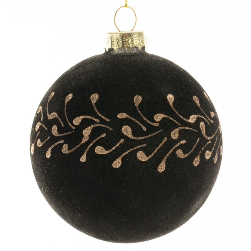 ArtFir Vánoční dekorace KOULE 301 | skleněná černá/zlatá 8 cm